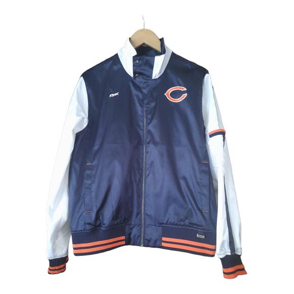 NFL Reebok Womens Chicago Bears Vintage Zip Embroidered Jacker Size XL